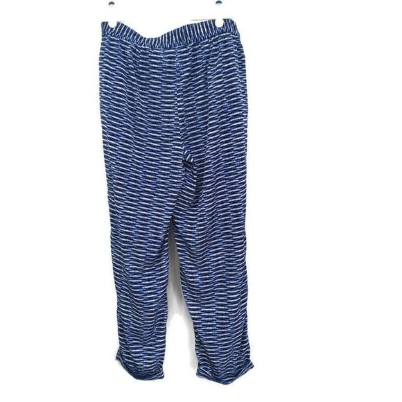 Chico's Ankle Pants Blue White Elastic Waist 2 - Picture 2 of 7